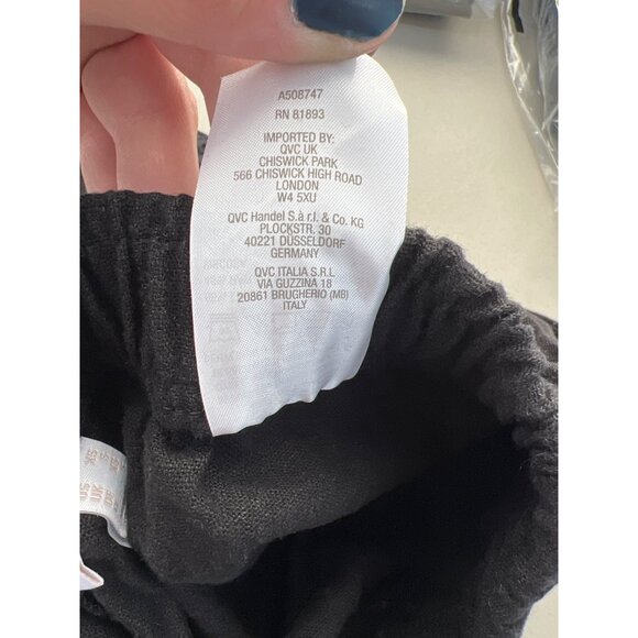 Susan Graver Pure Regular Linen Blend Crop Pants w/Lace Inset Women XS Black NEW - Picture 6 of 7